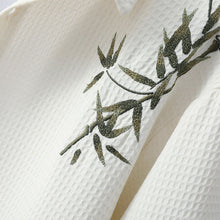 Load image into Gallery viewer, Bamboo Leaf Embroidered Casual Waffle Short Sleeve Suit