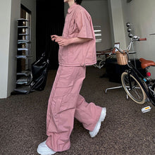 Load image into Gallery viewer, Pleated Short-sleeved Jacket and Wide-leg Pants Two-piece Suit