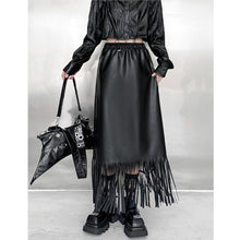 Load image into Gallery viewer, Fringed PU Leather Skirt