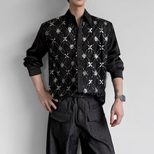 Load image into Gallery viewer, Sequin Lace Argyle-Pattern Shirt