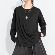 Load image into Gallery viewer, Women's 3D Draped Pleated Asymmetrical Wrap Front Long Sleeve Top