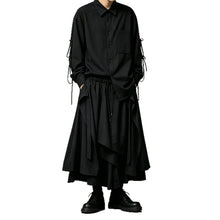 Load image into Gallery viewer, Japanese Loose Asymmetrical multi-layered Shirt and Skirt-Pants Two-piece Set