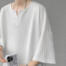 Load image into Gallery viewer, Embossed V-neck Casual T-shirt