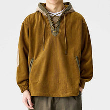 Load image into Gallery viewer, Retro Corduroy Color-blocked Hoodie Sweatshirt
