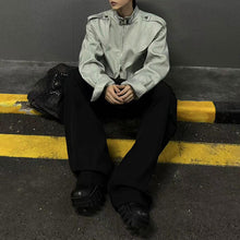 Load image into Gallery viewer, Metal Button Stand Collar Jacket