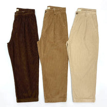 Load image into Gallery viewer, Heavyweight Washed Corduroy Pleated Loose Wide-leg Straight Trousers