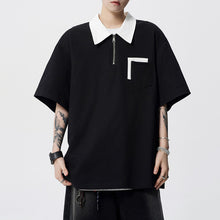 Load image into Gallery viewer, American Retro Polo Collar Loose T-shirt