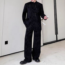 Load image into Gallery viewer, Dark Pattern Stand Collar Wide Leg Trousers Two-piece Suit