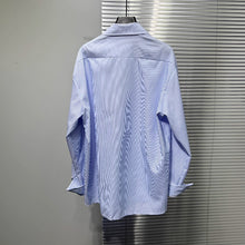 Load image into Gallery viewer, Three-dimensional Flower Loose Blue Striped Shirt