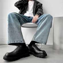 Load image into Gallery viewer, Thick-soled Square-toe Leather Shoes