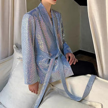 Load image into Gallery viewer, Sequined Lace-Up Stage Blazer