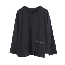 Load image into Gallery viewer, Women's Zipper Detail Paneled Loose Long Sleeve Top