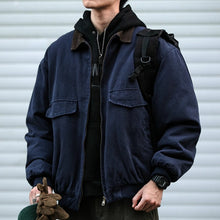 Load image into Gallery viewer, Retro Patchwork Loose-fitting Thick Collared Jacket