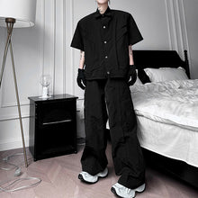 Load image into Gallery viewer, Pleated Short-sleeved Jacket and Wide-leg Pants Two-piece Suit