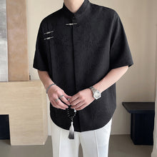 Load image into Gallery viewer, Jacquard Concealed Button Stand Collar Shirt