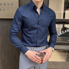 Load image into Gallery viewer, Striped Point Collar Casual Slim Shirt