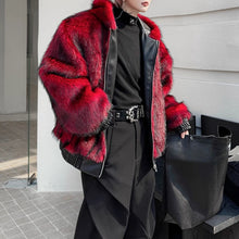 Load image into Gallery viewer, Winter Faux Fur Reversible Hooded Leather Coat