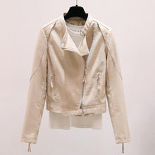 Load image into Gallery viewer, Short Slim Stand Collar PU Leather Jacket