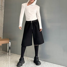 Load image into Gallery viewer, Slim Fit Irregular Slanted Neckline Hooded Shoulder Pad T-shirt