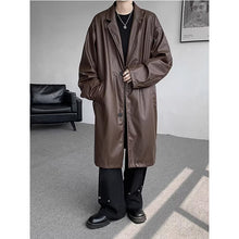 Load image into Gallery viewer, PU Leather Windbreaker Loose Casual Coat