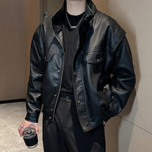 Load image into Gallery viewer, Black Shoulder Padded Motorcycle Short Jacket