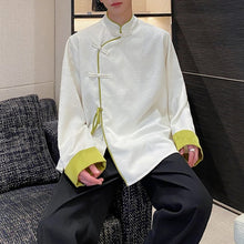 Load image into Gallery viewer, Jacquard Casual Contrast Stand Collar Loose Shirt