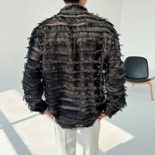 Load image into Gallery viewer, Tassel Striped Hollow Loose Shirt