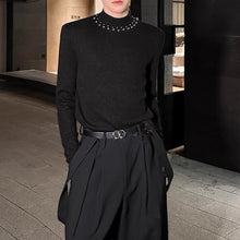 Load image into Gallery viewer, Padded Shoulder Pearl Knit T-shirt