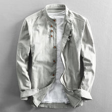 Load image into Gallery viewer, Solid Color Stand Collar Slim Shirt