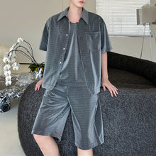 Load image into Gallery viewer, Summer Bright Silk Shirt Vest Shorts Three-piece Suit