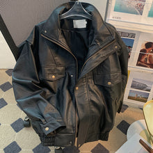 Load image into Gallery viewer, Vintage PU Leather Stand Collar Loose Jacket