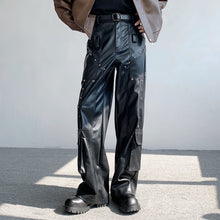Load image into Gallery viewer, Retro Rivet Deconstructed Motorcycle Pu Leather Pants
