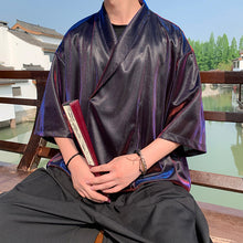 Load image into Gallery viewer, V-neck Glossy Loose Quarter-sleeved Shirt