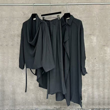 Load image into Gallery viewer, Retro Deconstructed Windbreaker Irregular Cardigan Elastic Waist Wide Leg Pants