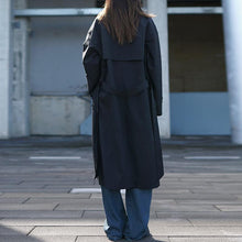 Load image into Gallery viewer, Black Knee-length Trench Coat