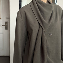 Load image into Gallery viewer, Irregular Patchwork Neck Scarf Long-sleeved Shirt