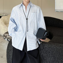 Load image into Gallery viewer, Irregular Blue Stripe Casual Shirt