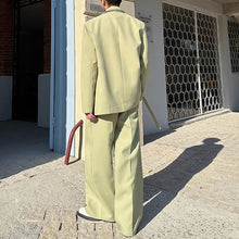 Load image into Gallery viewer, Double Collar Tie Straight Wide Leg Pants Two-piece Suit