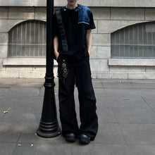 Load image into Gallery viewer, Retro Short-sleeved Patchwork Denim T-shirt