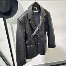 Load image into Gallery viewer, Vintage Pu Leather Suit Jacket
