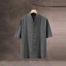 Load image into Gallery viewer, Thin Ice Silk V-Neck Button T-Shirt