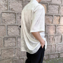 Load image into Gallery viewer, Vintage Jacquard Stand Collar Short Sleeve Shirt