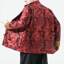 Load image into Gallery viewer, Loose Stand Collar Dragon Pattern Jacquard Disc Button Jacket