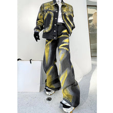 Load image into Gallery viewer, Contrast Color Denim Jacket Casual Wide Leg Trousers Suits
