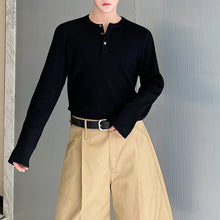 Load image into Gallery viewer, Cotton Half-open Collar Three-button Bottoming Shirt