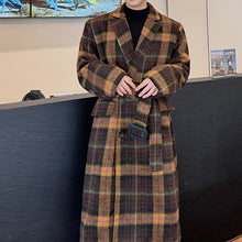 Load image into Gallery viewer, Retro Plaid Wool Mid-length Coat