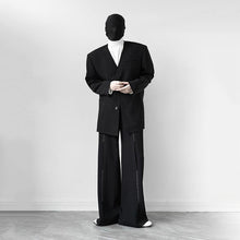 Load image into Gallery viewer, Hand-sewn Raw-edge Collarless Suit Jacket Loose-fitting Pants Two-piece Suit