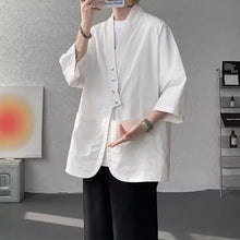 Load image into Gallery viewer, Diagonally Buttoned Loose Cardigan Shirt