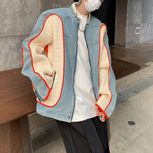 Load image into Gallery viewer, Washed Denim Contrast Color Cropped Jacket