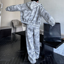 Load image into Gallery viewer, Printed Hooded Long Sleeve Sweater American Casual Pants Two-piece Set